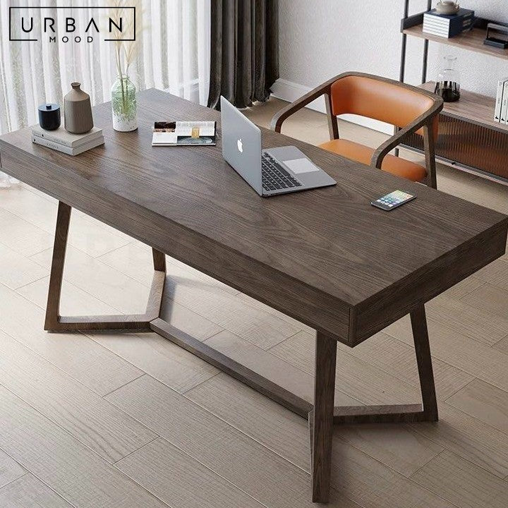 Rustic Study Table Solid Timber MOLIN Rustic Solid Wood Study Table – Urban Mood