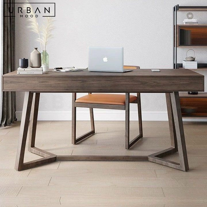 MOLIN Rustic Solid Wood Study Table