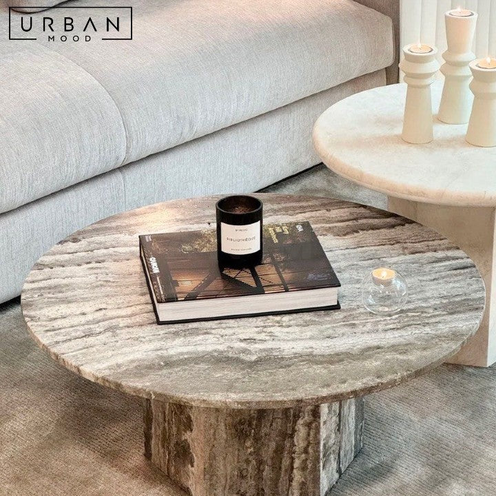 MOLLER Modern Travertine Round Coffee Table