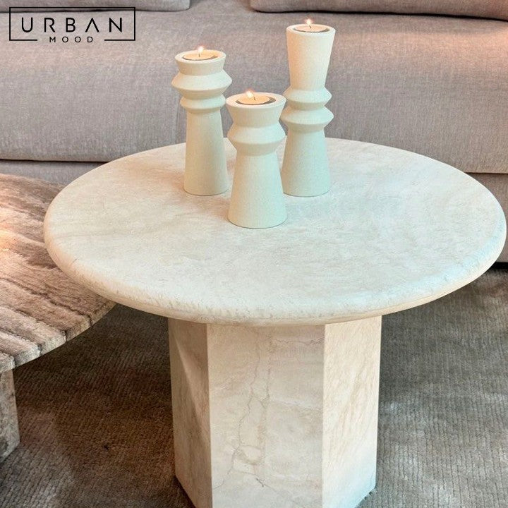 MOLLER Modern Travertine Round Coffee Table