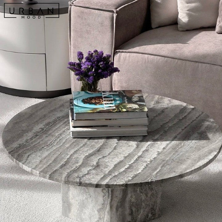 MOLLER Modern Travertine Round Coffee Table