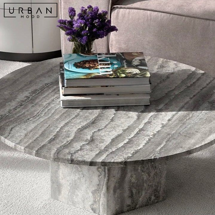 MOLLER Modern Travertine Round Coffee Table