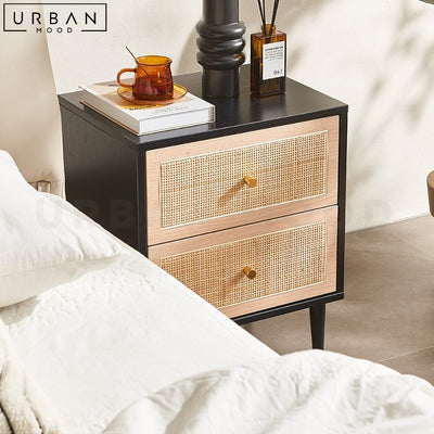 MONTI Japandi Rattan Bedside Table