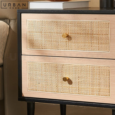 MONTI Japandi Rattan Bedside Table