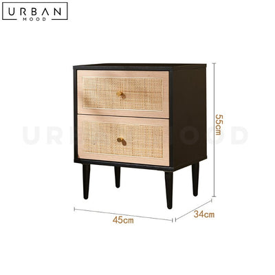 MONTI Japandi Rattan Bedside Table