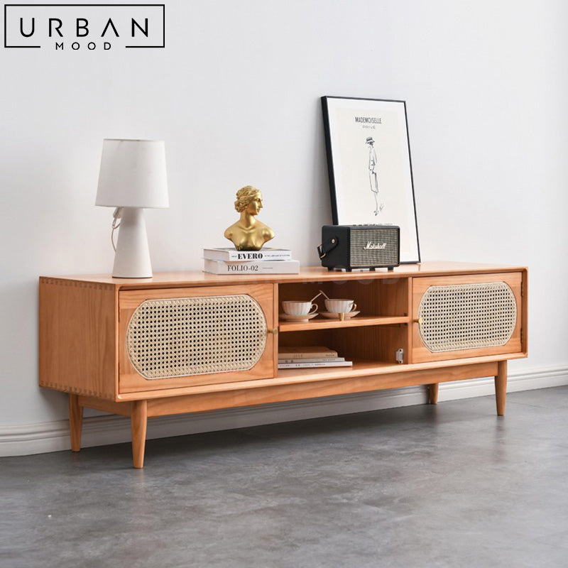 MORDE Japandi Rattan TV Console