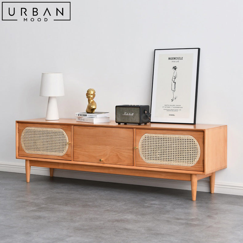 MORDE Japandi Rattan TV Console