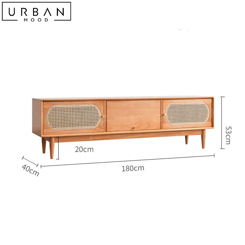 MORDE Japandi Rattan TV Console