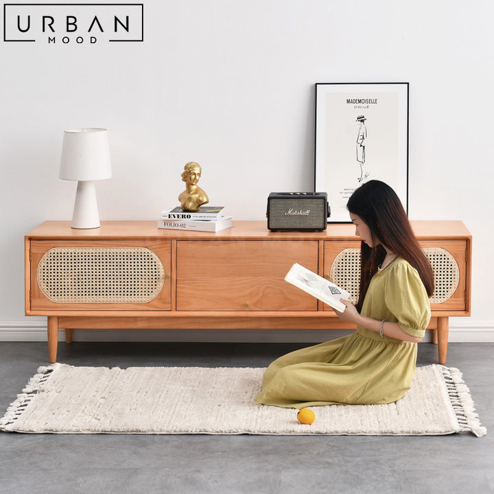 MORDE Japandi Rattan TV Console