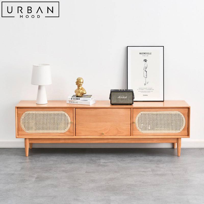 MORDE Japandi Rattan TV Console