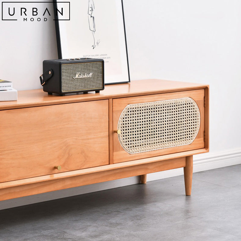 MORDE Japandi Rattan TV Console