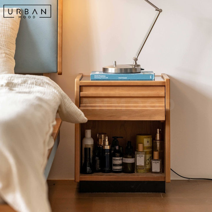 MORI Japandi Solid Wood Bedside Table