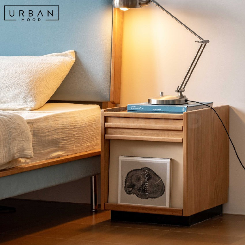 MORI Japandi Solid Wood Bedside Table