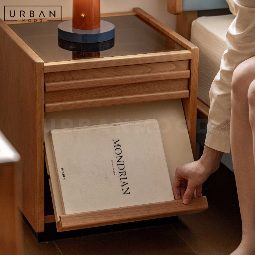 MORI Japandi Solid Wood Bedside Table