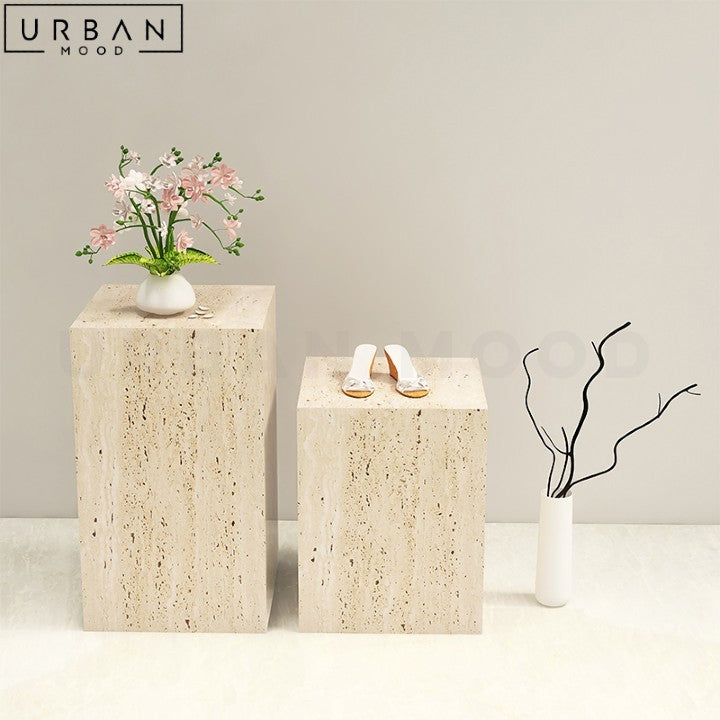 MULLNER Wabi Sabi Travertine Side Table