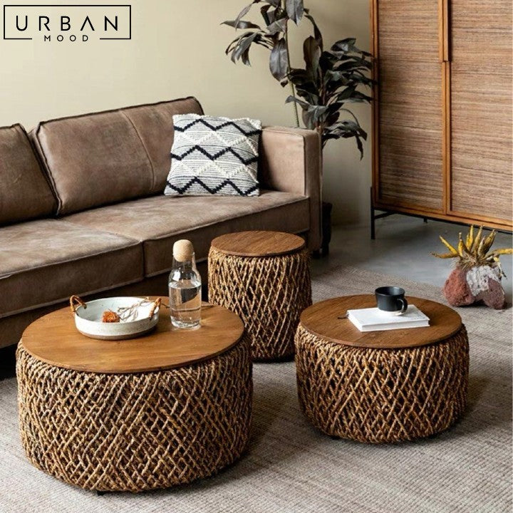 MUNRO Rustic Rattan Storage Coffee Table