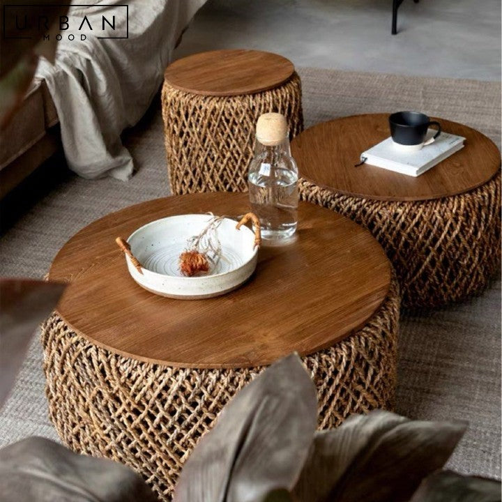 MUNRO Rustic Rattan Storage Coffee Table