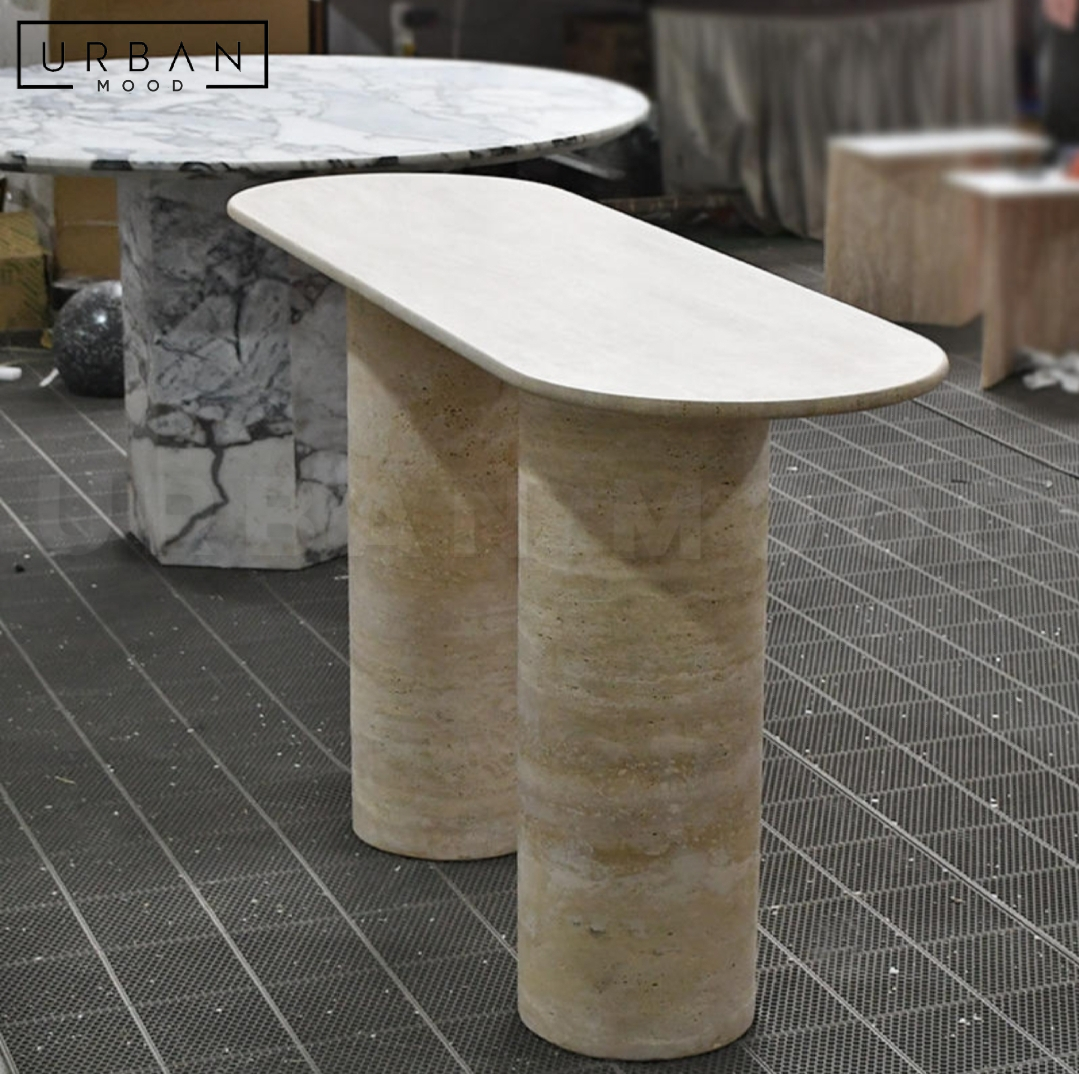 MATTEO Modern Travertine Console Table