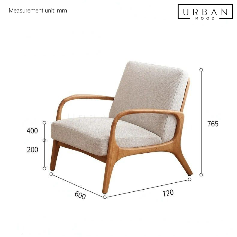 MELBURY Japandi Solid Wood Armchair