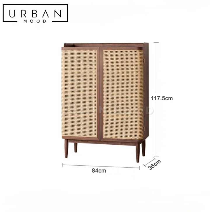 MORGAN Rustic Rattan Shoe Cabinet