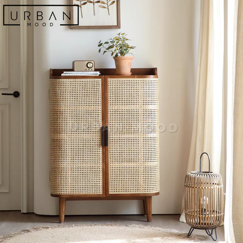 MORGAN Rustic Rattan Shoe Cabinet