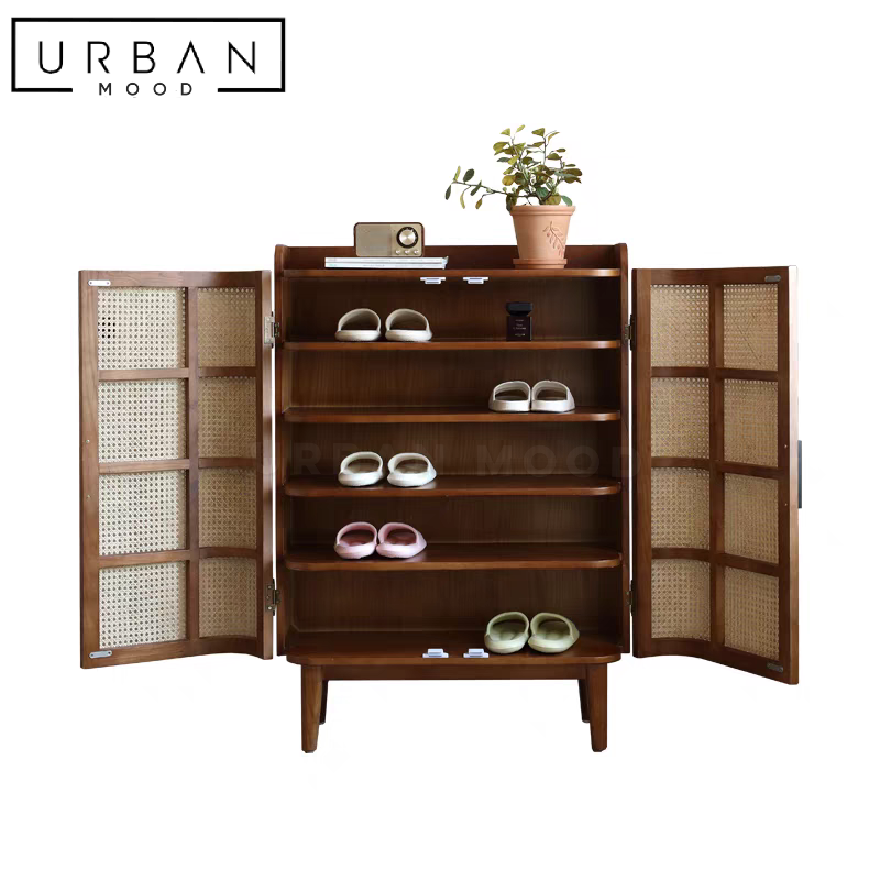 MORGAN Rustic Rattan Shoe Cabinet Urban Mood