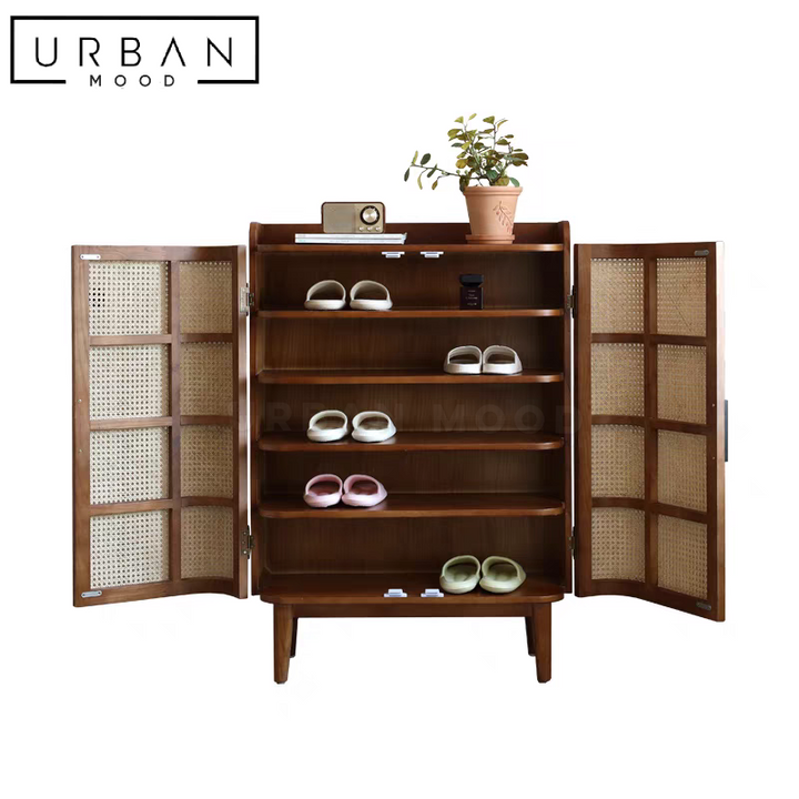 MORGAN Rustic Rattan Shoe Cabinet