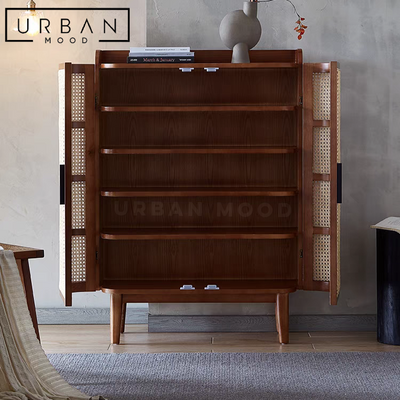 MORGAN Rustic Rattan Shoe Cabinet