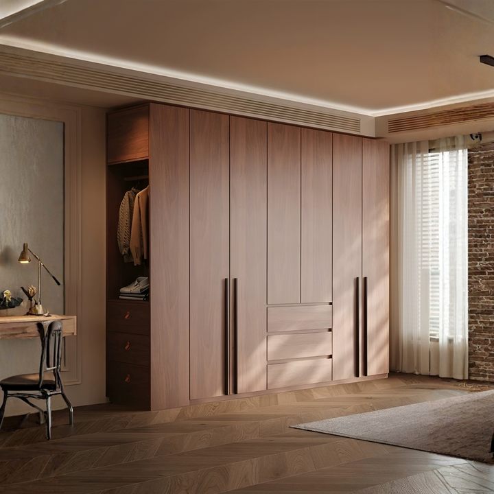NACRE Modern Walnut Wardrobe - Urban Mood Singapore