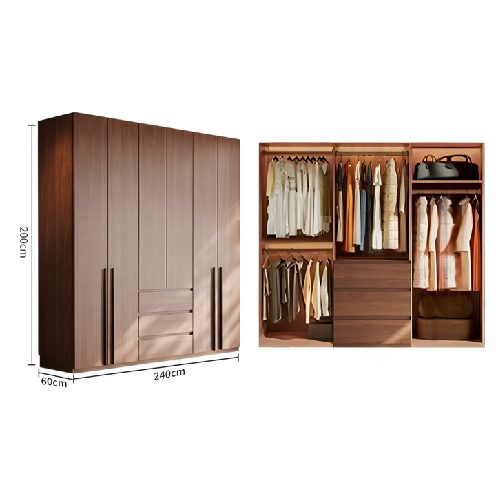 NACRE Modern Walnut Wardrobe - Urban Mood Singapore