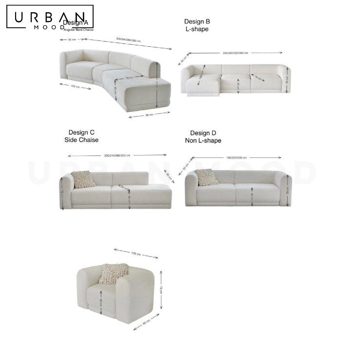 NANE Modern Curved Fabric Sofa (Scratch resistant)