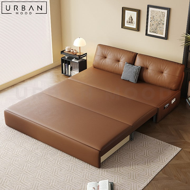 NEDEL Modern Leather Sofa Bed