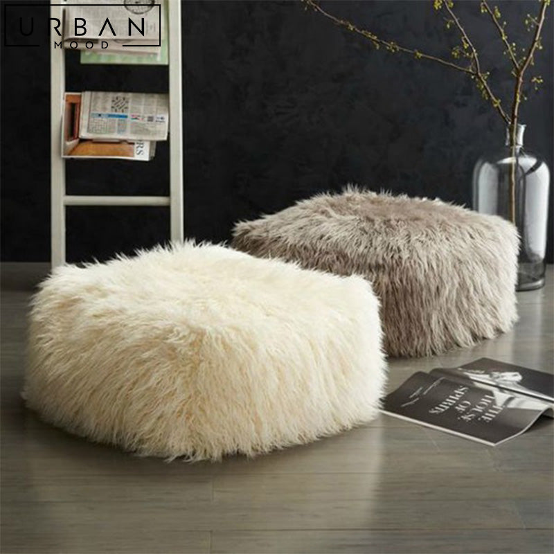 NEK Modern Faux Fur Pouf