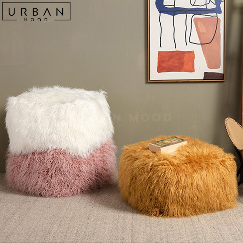 NEK Modern Faux Fur Pouf