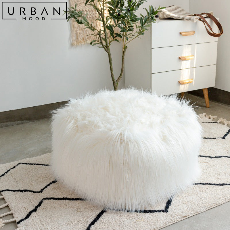 NEK Modern Faux Fur Pouf