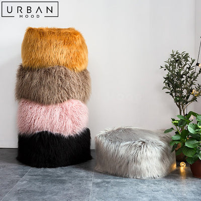 NEK Modern Faux Fur Pouf