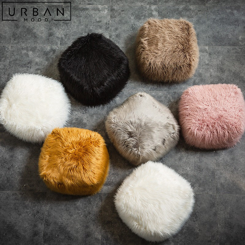 NEK Modern Faux Fur Pouf