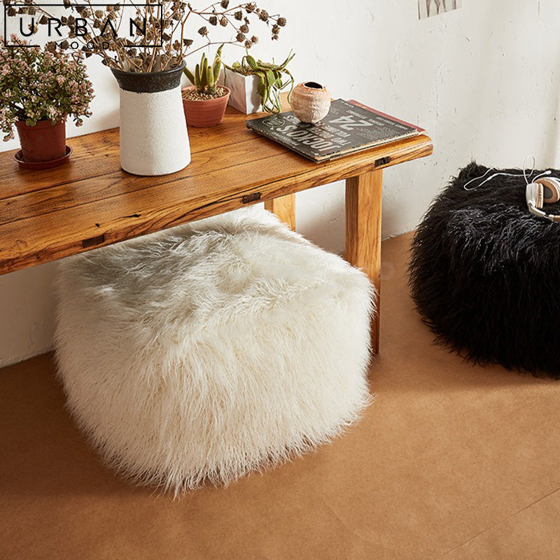 NEK Modern Faux Fur Pouf