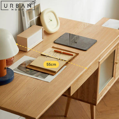 NEZIO Japandi Solid Wood Study Table