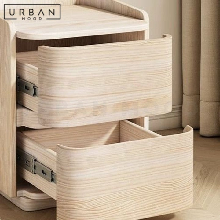 NGOI Modern Saddle Leather Bedside Table