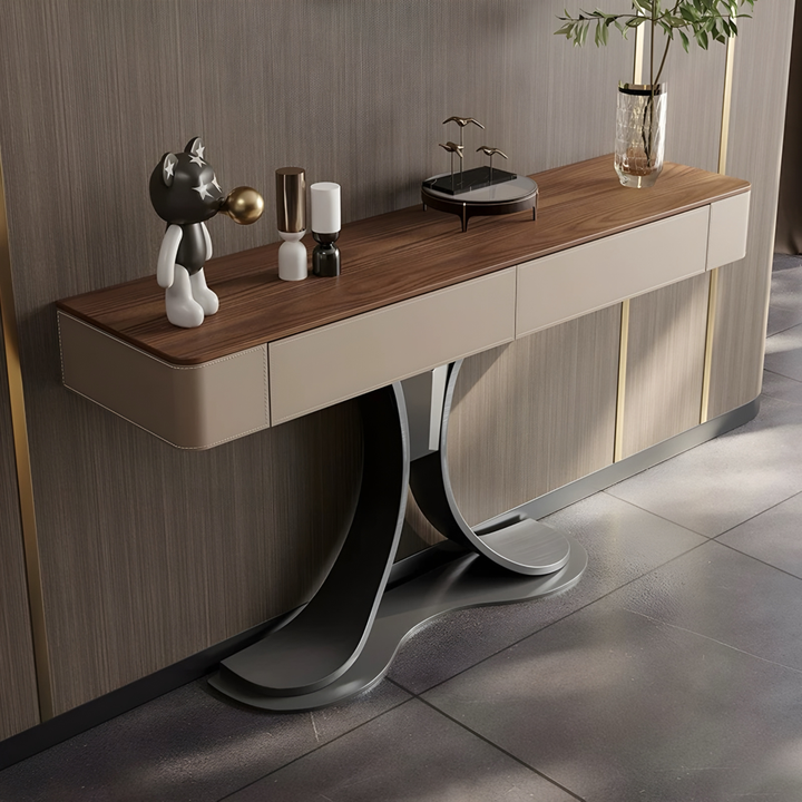 NICHE Modern Saddle Leather Console Table - Urban Mood Singapore