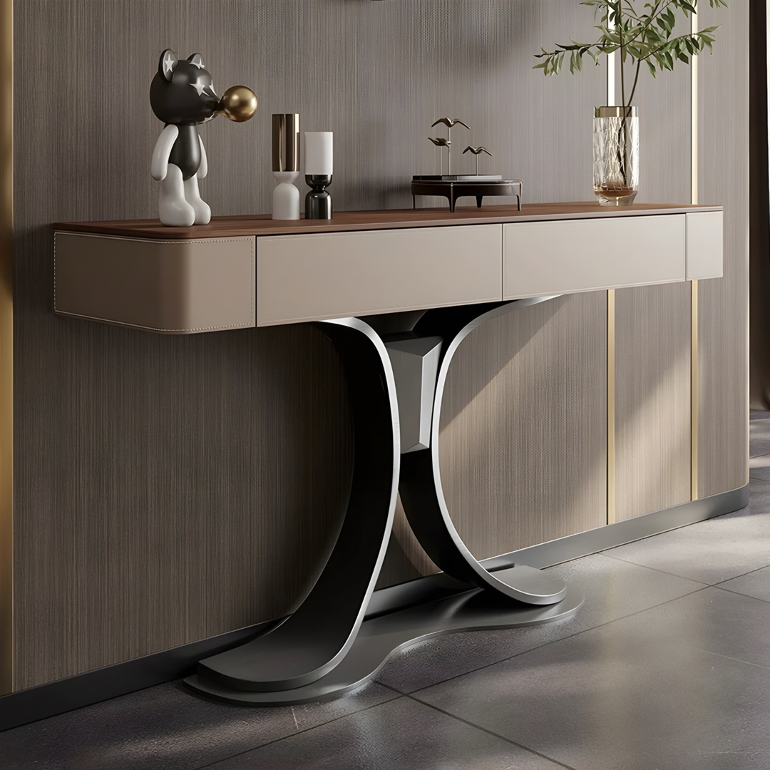 NICHE Modern Saddle Leather Console Table - Urban Mood Singapore