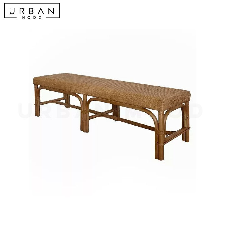 NIEVAS Rustic Rattan Bench