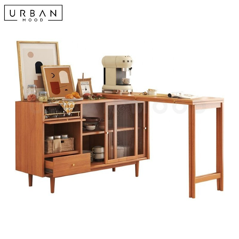 NISE Japandi Solid Wood Dining Table Cabinet