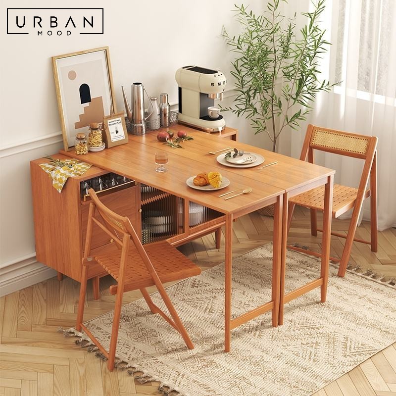 NISE Japandi Solid Wood Dining Table Cabinet
