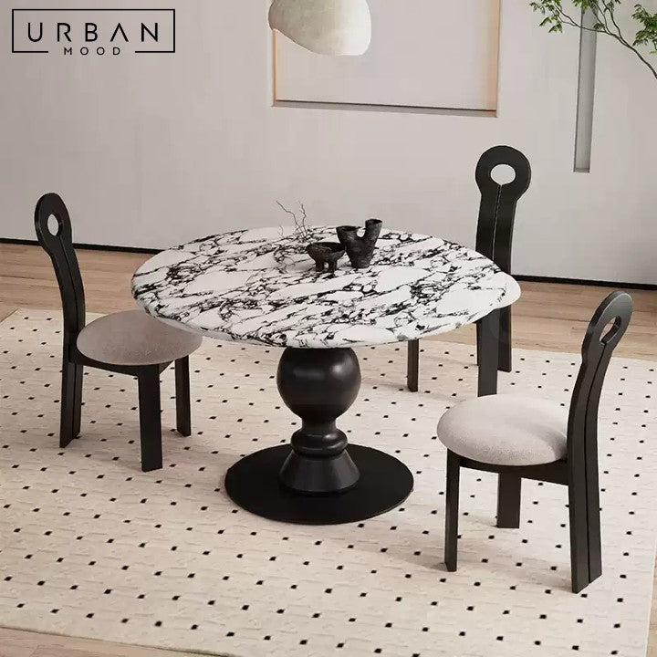 NIVES Mid Century Round Marble Dining Table