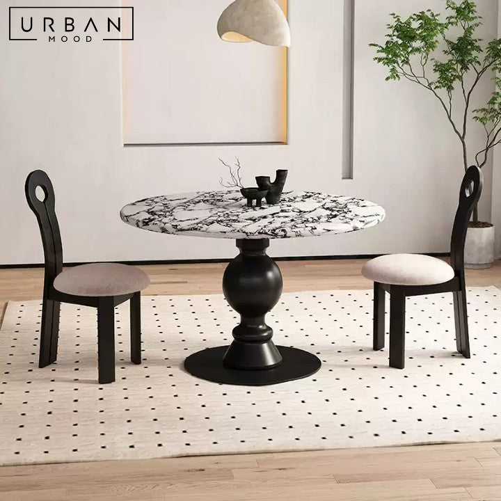 NIVES Mid Century Round Marble Dining Table