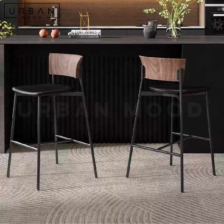 HORA Modern Solid Wood Bar Stool