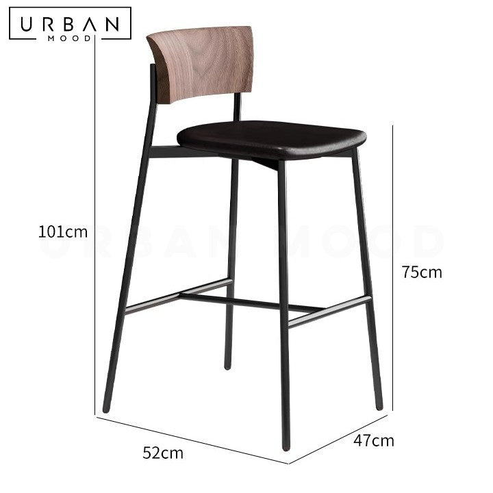 HORA Modern Solid Wood Bar Stool