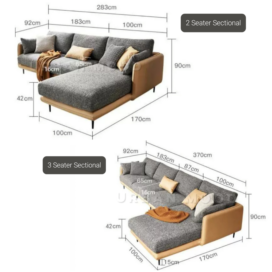 NODE Modern Fabric Sectional Sofa